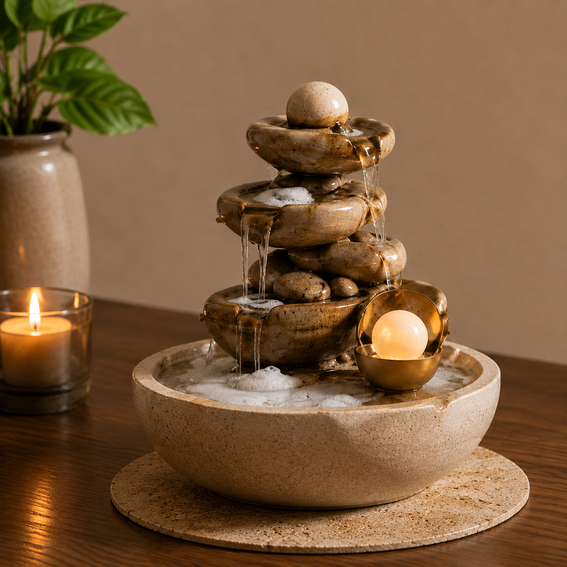 Aboderife Cascading Stone Flow Tabletop Fountain