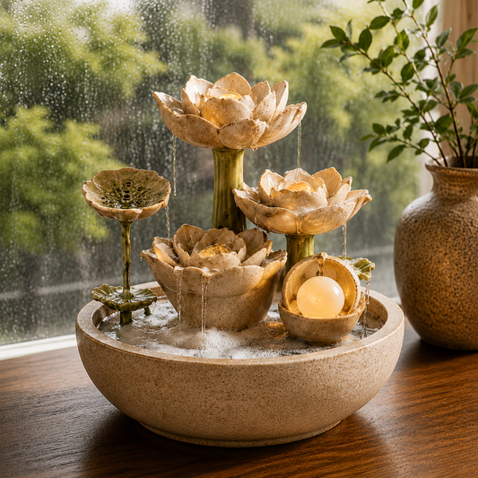 Aboderife Lotus Serenity Cascading Water Garden Fountain