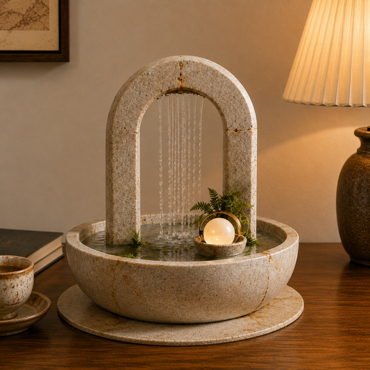 Aboderife Stone Arch Rainfall Tabletop Fountain