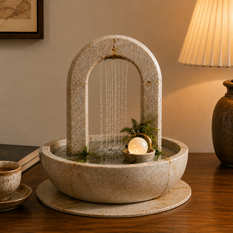 Aboderife Stone Arch Rainfall Tabletop Fountain