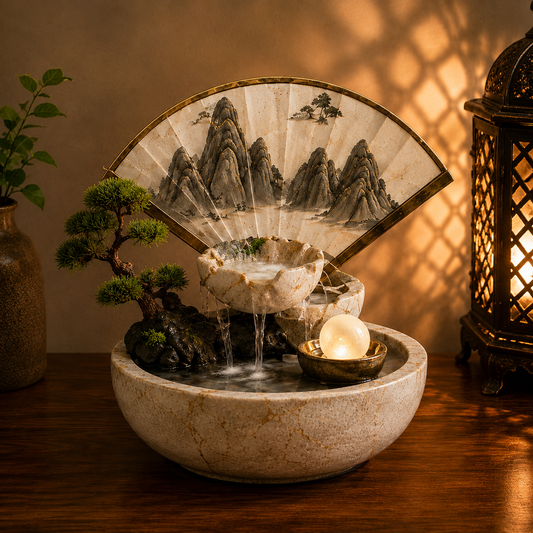 Aboderife Mountain Scroll Zen Landscape Tabletop Fountain